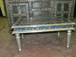 Hand Painted Enamel Meenakari Coffee Table India Furniture