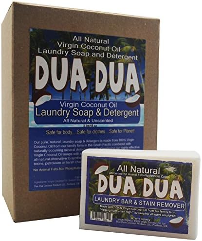 Virgin Coconut Oil Laundry Soap and Detergent & Laundry Bar and Stain Remover -- 100% All Natural Coconut Oil -- Unscented
