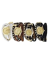 GP by Brinley Co. Studded Black and Chestnut Wrap Watch