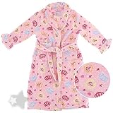 Pink Plush Princess Print Bath Robe for Girls