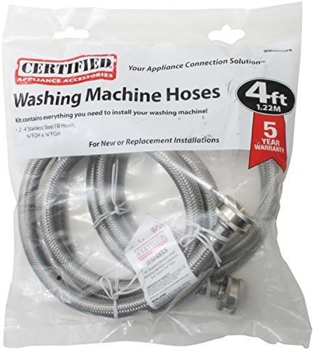 Certified Appliance WM48SS2PK Braided Stainless Steel Washing Machine Connector (Pack of 2), 48" by Petra Industries Inc