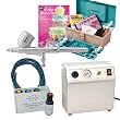 BASIC AIRBRUSH CAKE DECORATING KIT WITH 50 PIECE TOOL AND CADDY DECORATING SET, AIRBRUSH COMPRESSOR, AIR HOSE, G22 AIRBRUSH, AND AMERIMIST AIRBRUSH CAKE PAINT