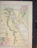EGYPT ARABIA PETRAEA GEOGRAPHICAL MAP MAPS OLD PRINT