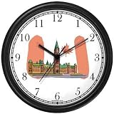 Flag of Canada - Parliament Building in Ottawa Wall Clock by WatchBuddy Timepieces (Slate Blue Frame)