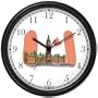 Flag of Canada - Parliament Building in Ottawa - Famous Landmarks - Wall Clock by WatchBuddy Timepieces (Slate Blue Frame)