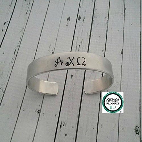 Officially Licensed Sorority Cuff Bracelet - Custom Hand Stamped Sorority Bracelet - Officially Licensed - Sorority Jewelry - Greek Bracelet - Alpha Omicron Pi - Delta Delta Delta