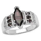 1.70 Carat Genuine Garnet and White Topaz Silver Ring
