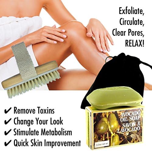 Need a Solution to Dry Flaky Skin? The Home and Travel Dry Skin Brush with Avocado Oil Soap Includes Bonus Dry Bushing Detox E-book.