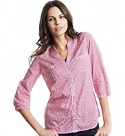 Indigo Collection Pure Cotton 3/4 Sleeve Stripe Shirt