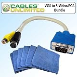 Cables Unlimited AUD2350 VGA To S-Video/RCA Cable Bundle With Ultra Absorbent Microfiber Cleaning Cloths 6 Pack