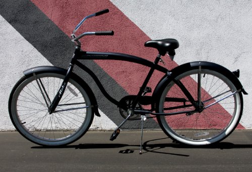 26" Beach Cruiser Bike Bicycle Matt Black Mens Coaster
