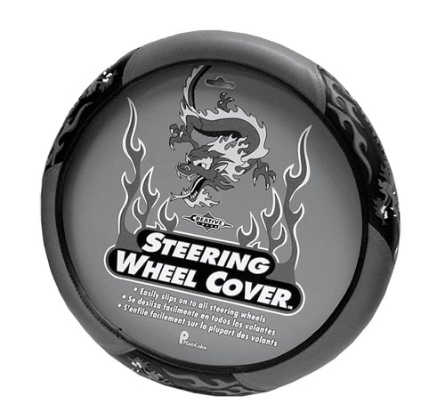 Gray Fire Dragon Steering Wheel Cover