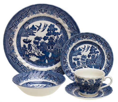 Churchill China Chelsea Blue Willow 20-Piece Dinnerware Set, Service for 4