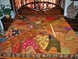 ZARDOZI EMBROIDERED BEADS SARI TAPESTRY BEDSPREAD COVERLET THROW WALL HANGING