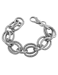 Rhodiumplated Sterling Silver Twisted Multi-link Bracelet (8 Inch)