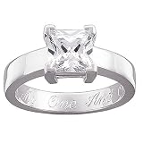 Genuine Sterling Silver Engagement Ring with Square CZ