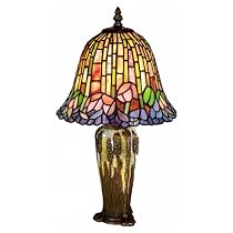 Tiffany Lotus Table Lamp - Blue/ Green (14x9")