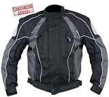 Men's Black and Grey Armored Motorcycle Cordura Jackets