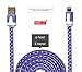 iPhone 6 Charger - 6ft, Purple, Flat Lightning Cable - Strong, Long, Braided USB Data Cord - High Speed Heavy Duty Sync Wire - For Apple iPhone 6 6s 6se 5, iPad, iPod - Money Back Guarantee