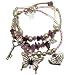 Acosta Jewellery - Vintage Style Lilac & Purple Bead - Stretch Bracelet with Butterfly Heart & Key C