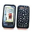 Samsung Omnia i910 (Verizon) Laser Skin Case Rubber Silicone Protector Image Cover "Twinkle Stars Black" Design