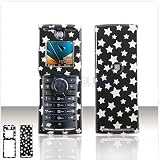 Black with Silver Stars Case Cover for Brand BOOST MOBILE NEXTEL i425 Protective Cell Phone Hard SNAP-ON