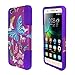 For Huawei Raven LTE H892L ITUFFY 3items: Screen Film+Stylus Pen+Dual Layer Impact Resistance Plastic Cover Soft Rubber KickStand Hybrid Case (Purple Color Butterfly)