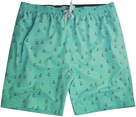 AboveMoon Men's Fashion Comfort Styles Flat Front Casual Board Shorts Model Lake Blue Axe Size L(1/2waist 18''-19'')