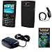 Cell Phone Accessories Bundle for Samsung Blackjack 2 / i617 / Blackjack II (Includes; Black Silicone Rubber Soft Gel Case, Rapid Car Charger, Home Wall Charger, Generation X Antenna Booster)