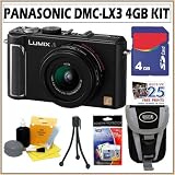 Panasonic DMC-LX3/K 10.1MP Wide Angle Digital Camera in Black + 4GB Accessory Kit