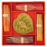 Hand-crafted Incense Kit With Elephant Holder, 4 Fragrances Gift Box (Thailand)