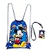Disney Mickey Mouse Blue Drawstring Backpack and Mickey Lanyard 2 Pack