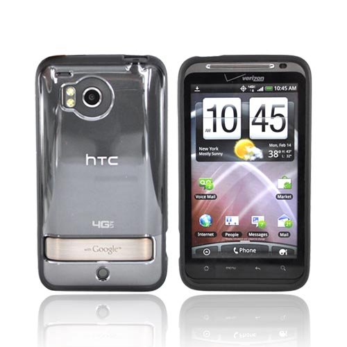 BLACK CLEAR Hard Case Gummy Border For HTC Thunderbolt