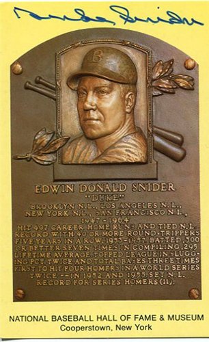 Duke Snider Autographed/Hand Signed Baseball HOF Plaque