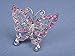 Alilang Adjustable Silvery Tone Iridescent Pink Rhinestones Butterfly Heart Ring