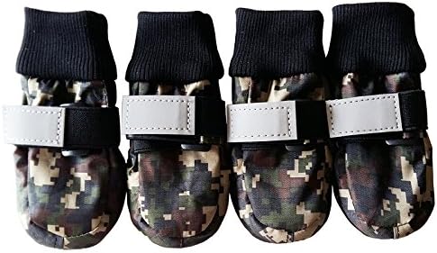 Dog Boots, PANPET Dog Shoes with Non Slipping Soft Soles Waterproof Pet Dog Shoes Camouflage L