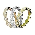Set of 3 Stackable Multi-Finish Vintage-Style Crystal Rings