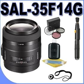 Sony SAL-35F14G 35mm f/1.4 Aspherical G Series Standard Zoom Lens for Sony Alpha Digital SLR Cameras + Filter Kit + Lens Pen Cleaner + lens Cleaning Kit BigVALUEInc Accessory Saver Bundle