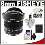 Fisheye Lens, Rokinon 8mm f/3.5 Aspherical Fisheye Manual Focus Lens with Accessory Kit for Sony NEX-3, NEX-C3, NEX-5, NEX-5N & NEX-7 Digital Cameras