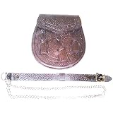 Black Leather Sporran With Belt, 7 x 8