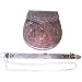 Musical Instruments : Black Leather Sporran With Belt, 7" x 8"