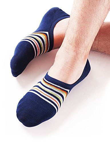 Vero Monte 4 Pairs Mens No Show Socks *Silicon Non-Slip Grip*