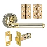 Designer ORBIT Internal Door Handle Pack Lever on Rose Dual Finish Passage by Excel [並行輸入品]