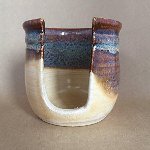 Ceramic Cup Holder - Bone and Waterfall Brown FREE SHIPPING