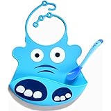 Soft Bib - Waterproof Silicone Bib With Crumb Catcher - Adjustable Secure Strap Stays On During Meals - High Quality, Flexible And 100% Safe Material - Best Adorable Pattern Design Baby Will Love - Easy Cleaning - Special FREE Gift Inside - Customer Satis