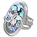 Sterling Silver Oval Paua Shell w/ Amethyst Accent Ring by Sajen, Size 7