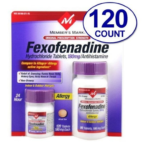Member's Mark Original Prescription Strength Fexofenadine Hydrochloride , 180 Mg, 120 Tablets