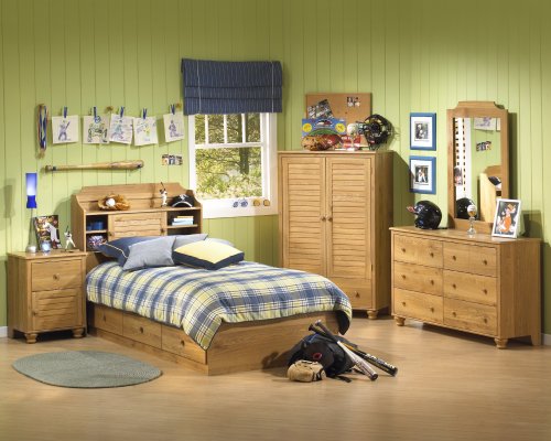 Kitchen: River Valley Collection with Bookcase Headboard in Golden Oak Finish By SouthShore Furniture