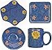  MARA STONEWARE COLLECTION - 16 Piece (4 Person) Odd Shaped Dinnerware Place Setting - Sea Shell Blue Design
