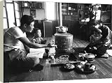 Box Canvas Print of Family relaxing in their living-room, Hokkaido region, Japan, 1963. from Heritage-Images